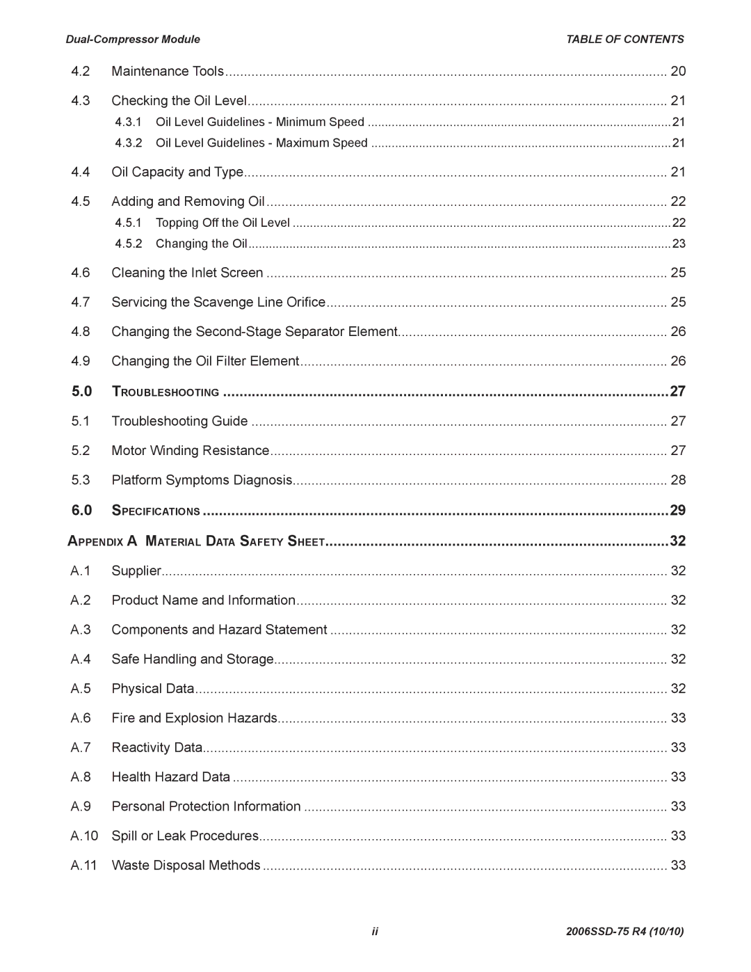 Emerson SZO44, SZV44, SZV32, SZO56 manual Appendix A Material Data Safety Sheet 